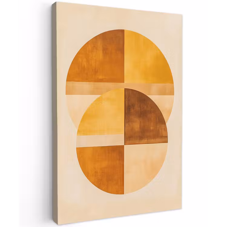 Cirkels - Geel - Minimalistisch Tuinposter op houten frame 2 cm dik klein -3d
