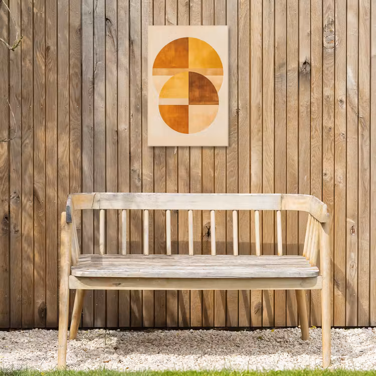 Cirkels - Geel - Minimalistisch Tuinposter op houten frame 2 cm dik klein -sfeer4