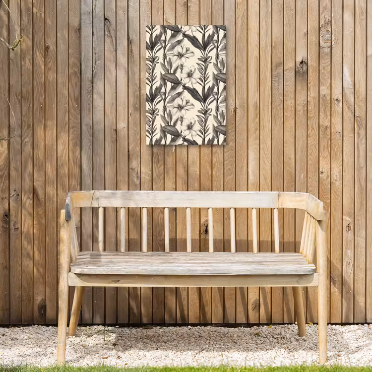 Klassiek - Botanisch - Zwart - Beige Tuinposter op houten frame 2 cm dik klein 841 -sfeer4