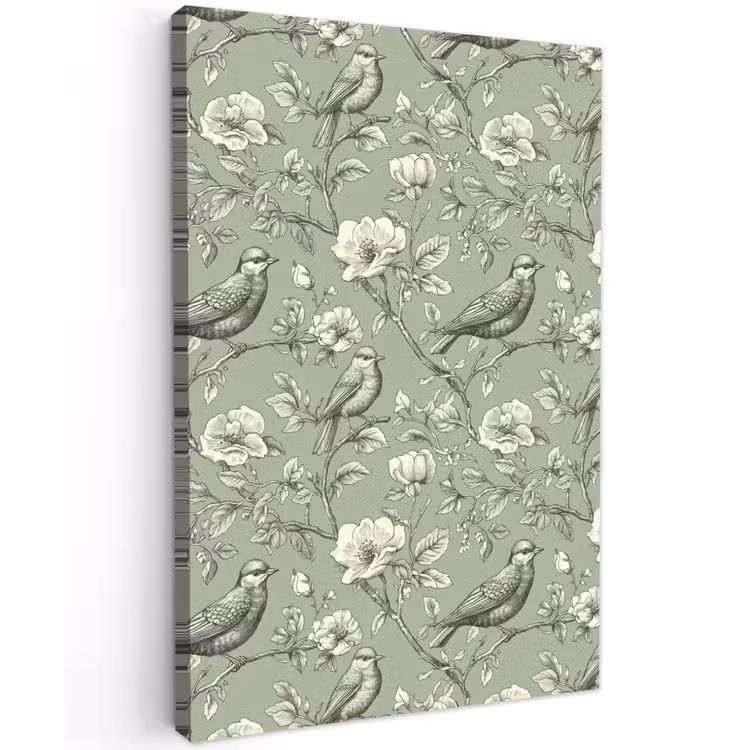 Klassiek - Botanisch - Groen Tuinposter op houten frame 2 cm dik klein 841 -3d