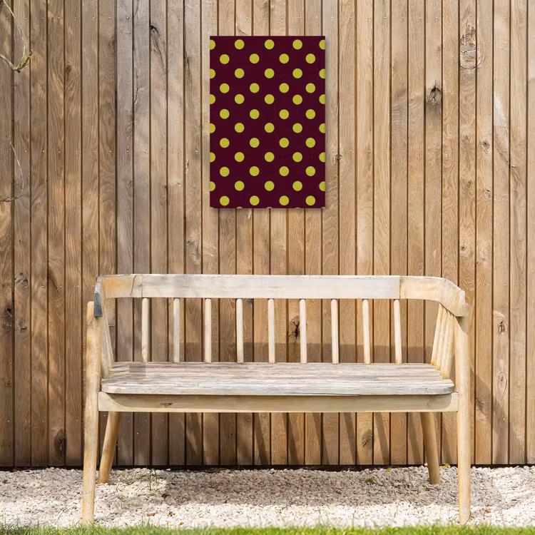 Klassiek - Stippen - Groen Tuinposter op houten frame 2 cm dik klein 841 -sfeer4