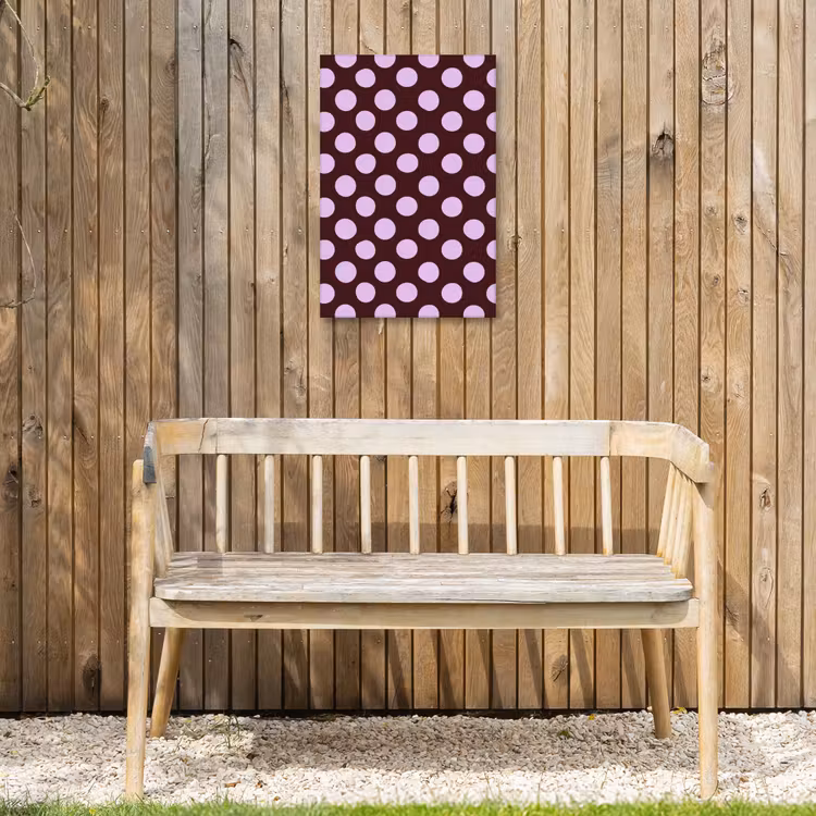 Klassiek - Stippen - Paars Tuinposter op houten frame 2 cm dik klein 841 -sfeer4