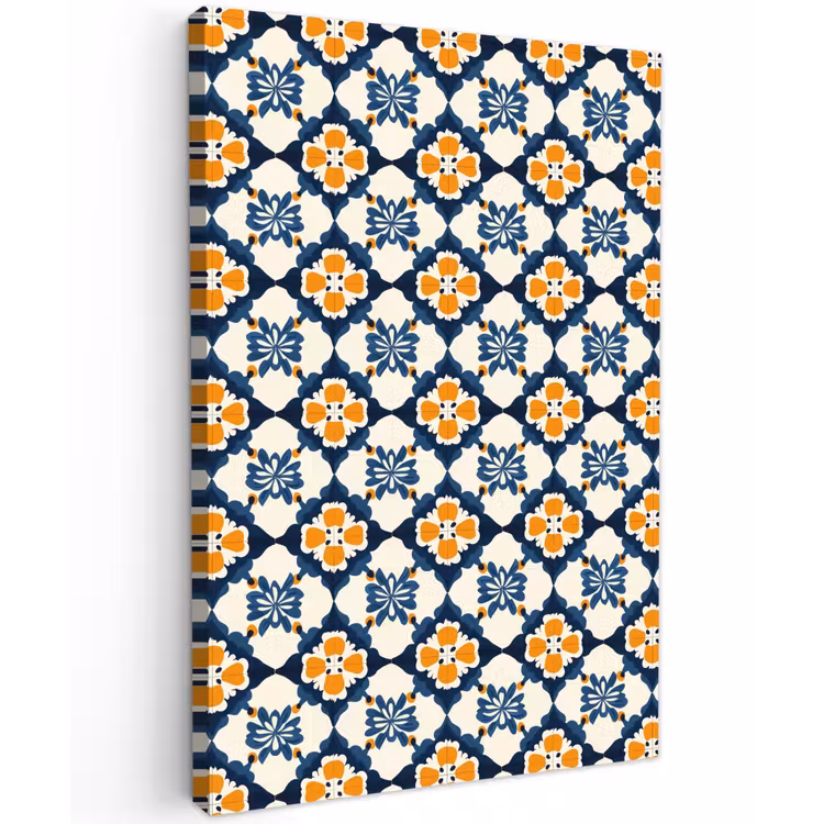 Klassiek - Geometrisch - Blauw Tuinposter op houten frame 2 cm dik klein 841 -3d