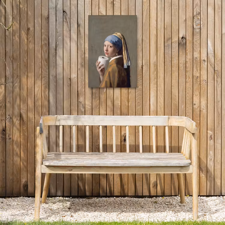 Klassiek - Humor - Kleurrijk Tuinposter op houten frame 2 cm dik klein -sfeer4