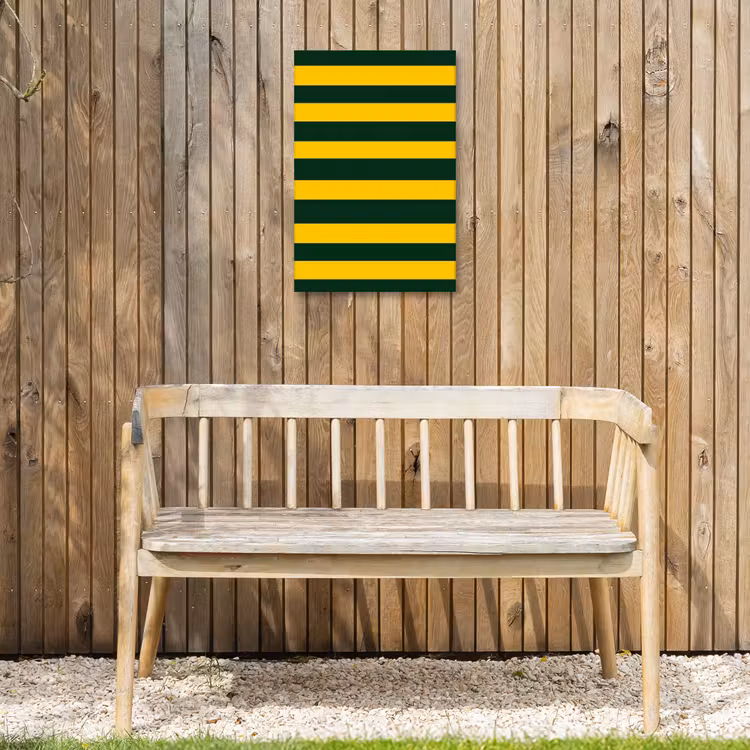 Klassiek - Strepen - Groen Tuinposter op houten frame 2 cm dik klein 841 -sfeer4