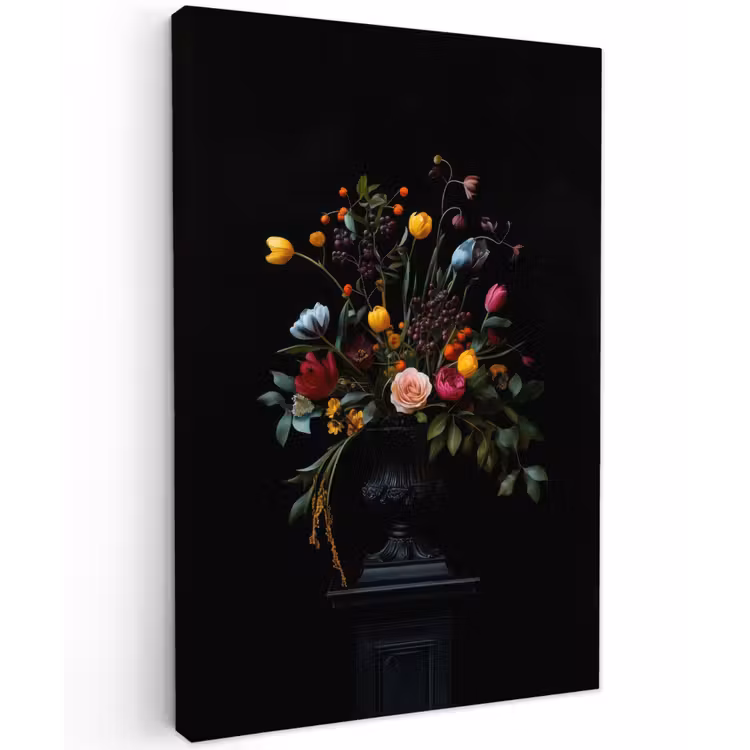Klassiek - Vaas - Boeket - Bloemen Tuinposter op houten frame 2 cm dik klein -3d