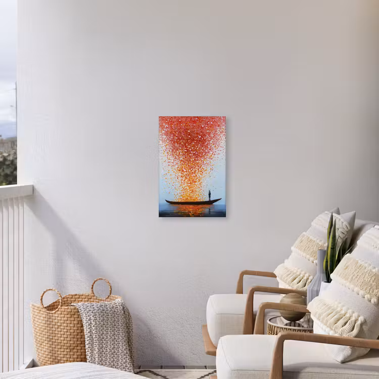 Wolk - Confetti - Boot - Wateroppervlakte Tuinposter op houten frame 2 cm dik klein -sfeer1