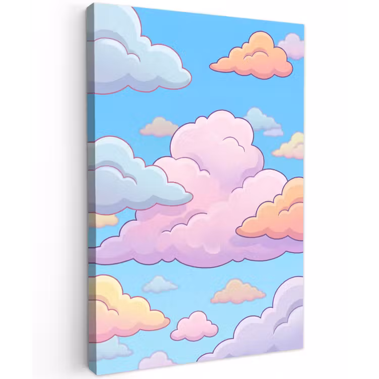 Wolk - Lucht - Natuur - Illustratie - Pastel Tuinposter op houten frame 2 cm dik klein -3d