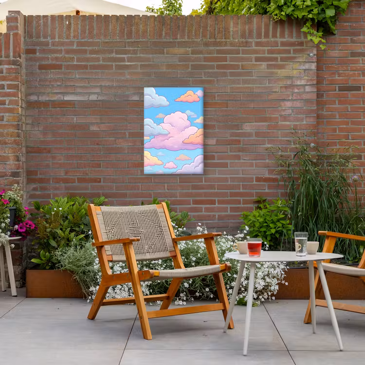 Wolk - Lucht - Natuur - Illustratie - Pastel Tuinposter op houten frame 2 cm dik klein -sfeer3