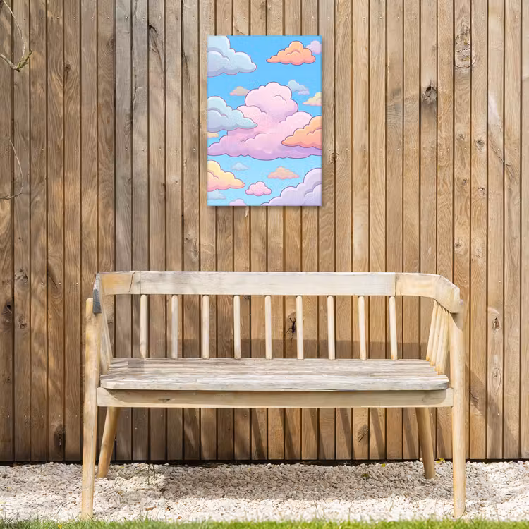 Wolk - Lucht - Natuur - Illustratie - Pastel Tuinposter op houten frame 2 cm dik klein -sfeer4