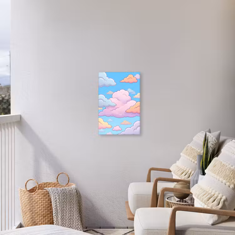 Wolk - Lucht - Natuur - Illustratie - Pastel Tuinposter op houten frame 2 cm dik klein -sfeer1