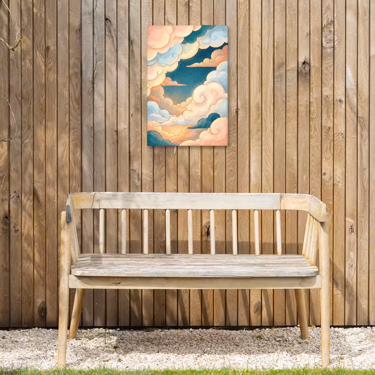 Wolk - Lucht - Natuur - Illustratief - Oranje Tuinposter op houten frame 2 cm dik klein -sfeer4