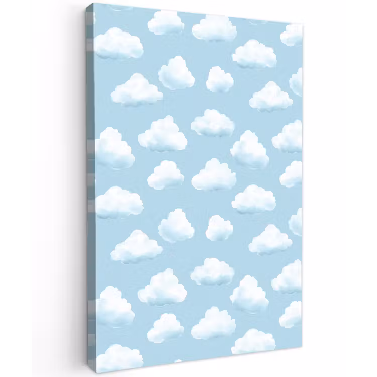 Wolken - Illustratie - Blauw Tuinposter op houten frame 2 cm dik klein 841 -3d