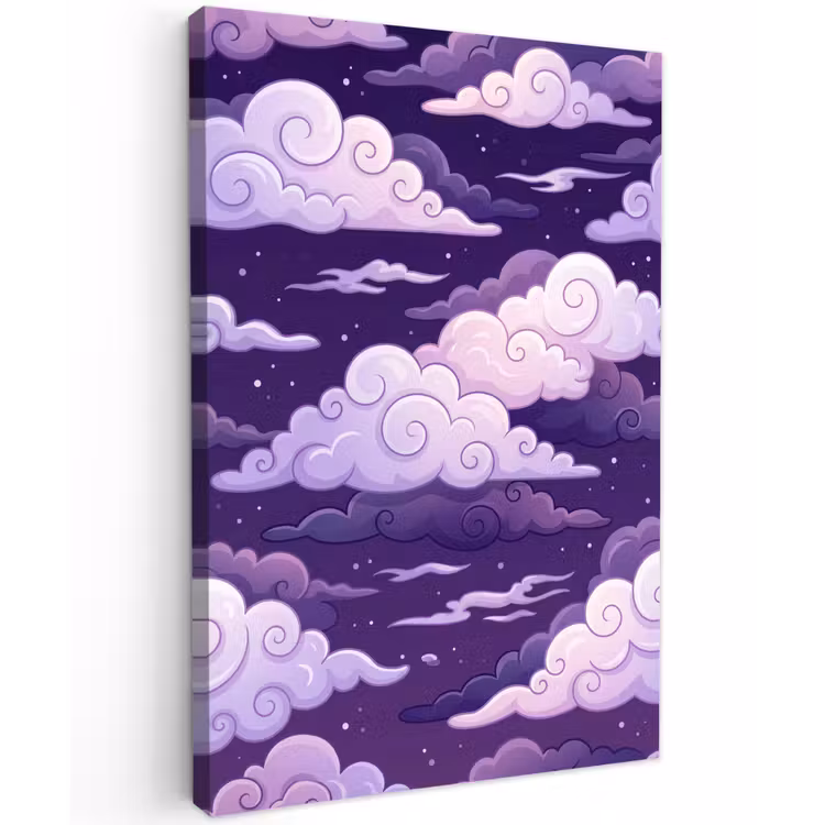 Wolken - Nacht - Natuur - Abstract - Paars Tuinposter op houten frame 2 cm dik klein -3d