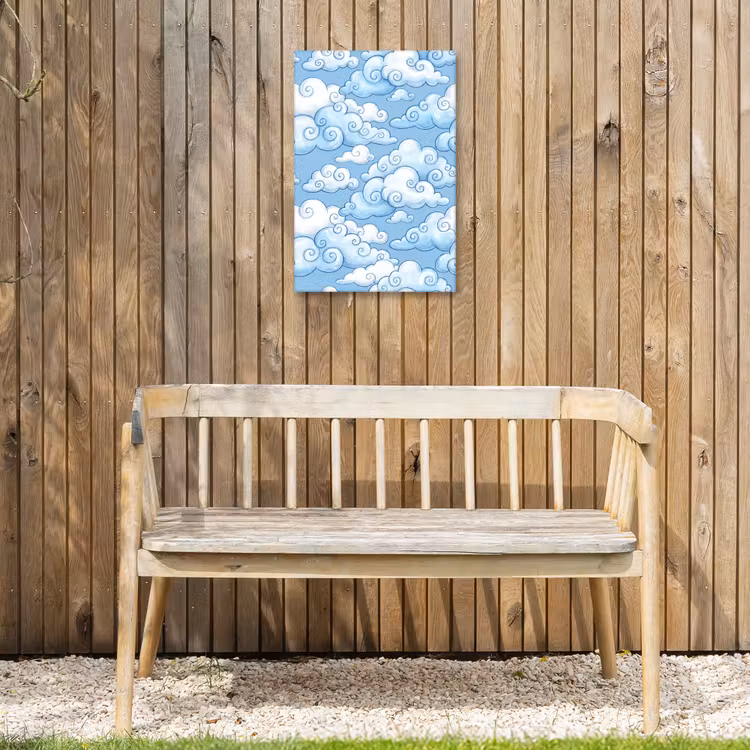 Wolken - Patroon - Hemel - Illustratie - Wit Tuinposter op houten frame 2 cm dik klein -sfeer4