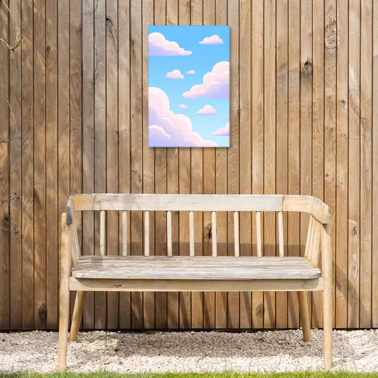 Wolken - Roze - Blauw - Natuur - Modern Tuinposter op houten frame 2 cm dik klein -sfeer4