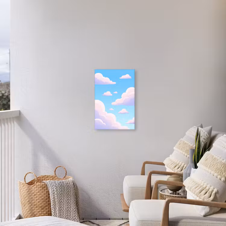 Wolken - Roze - Blauw - Natuur - Modern Tuinposter op houten frame 2 cm dik klein -sfeer1