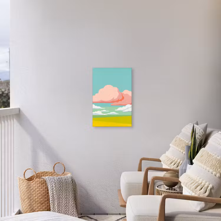 Wolken - Roze - Natuur - Modern - Pastel Tuinposter op houten frame 2 cm dik klein -sfeer1