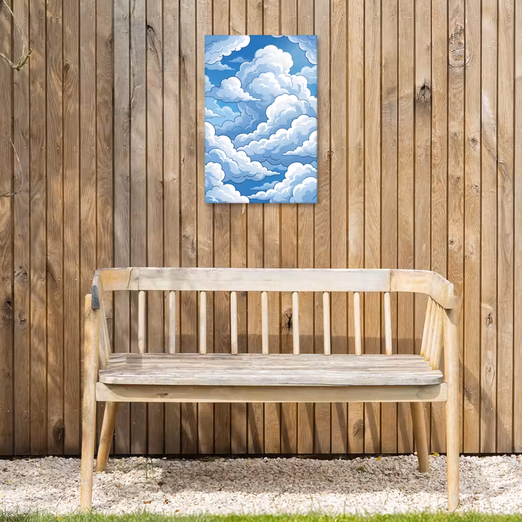 Wolken - Hemel - Abstract - Wit Tuinposter op houten frame 2 cm dik klein -sfeer4