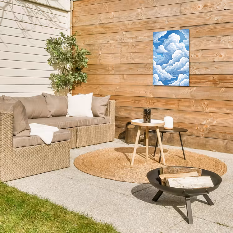 Wolken - Hemel - Abstract - Wit Tuinposter op houten frame 2 cm dik klein -sfeer2