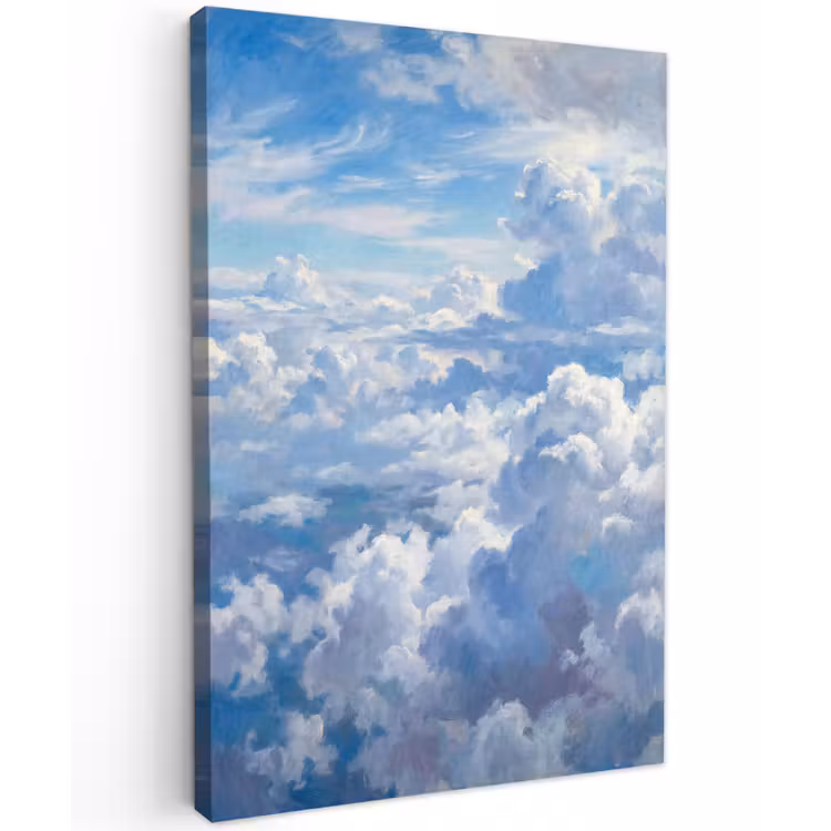 Wolken - Lucht - Natuur - Abstract - Blauw Tuinposter op houten frame 2 cm dik klein -3d