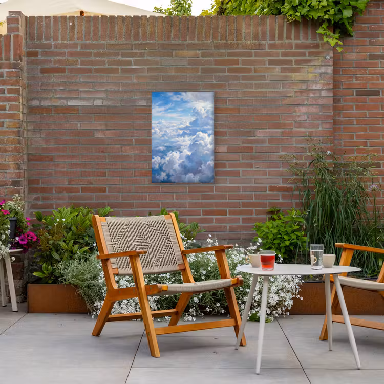 Wolken - Lucht - Natuur - Abstract - Blauw Tuinposter op houten frame 2 cm dik klein -sfeer3