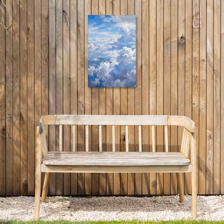 Wolken - Lucht - Natuur - Abstract - Blauw Tuinposter op houten frame 2 cm dik klein -sfeer4