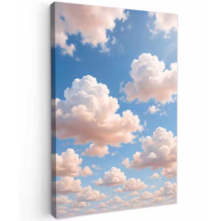 Wolken - Hemel - Natuur - Licht - Blauw Tuinposter op houten frame 2 cm dik klein -3d