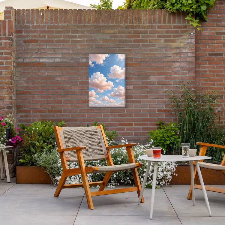 Wolken - Hemel - Natuur - Licht - Blauw Tuinposter op houten frame 2 cm dik klein -sfeer3