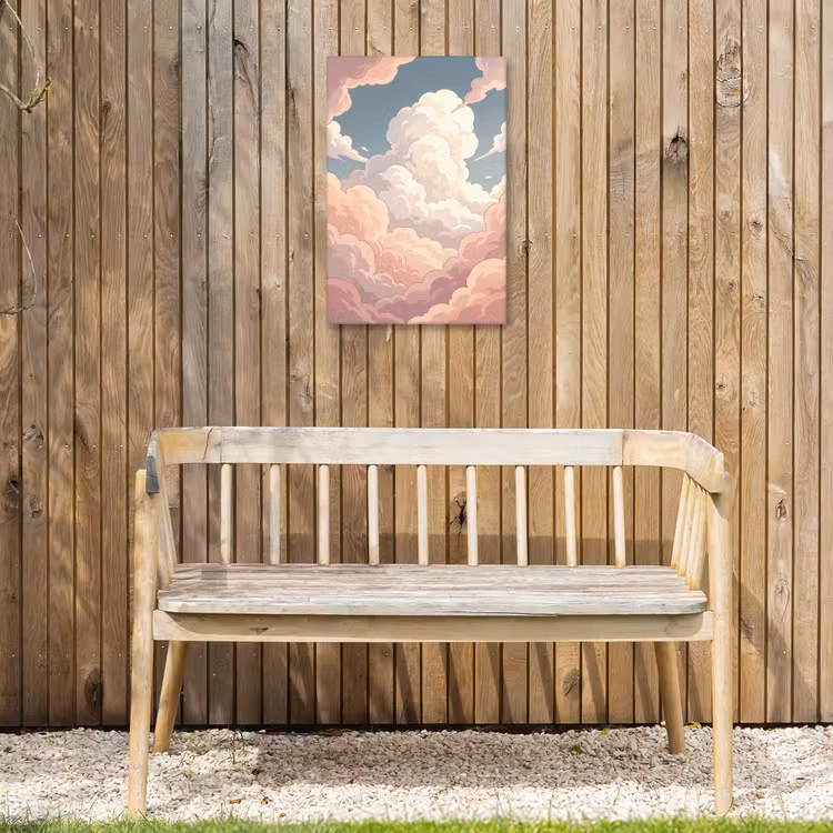 Wolken - Lucht - Natuur - Pastel - Roze Tuinposter op houten frame 2 cm dik klein -sfeer4