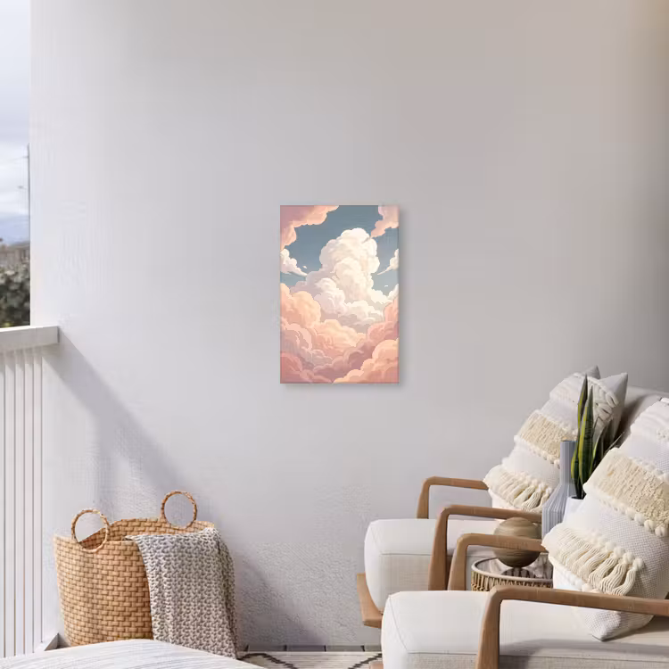 Wolken - Lucht - Natuur - Pastel - Roze Tuinposter op houten frame 2 cm dik klein -sfeer1