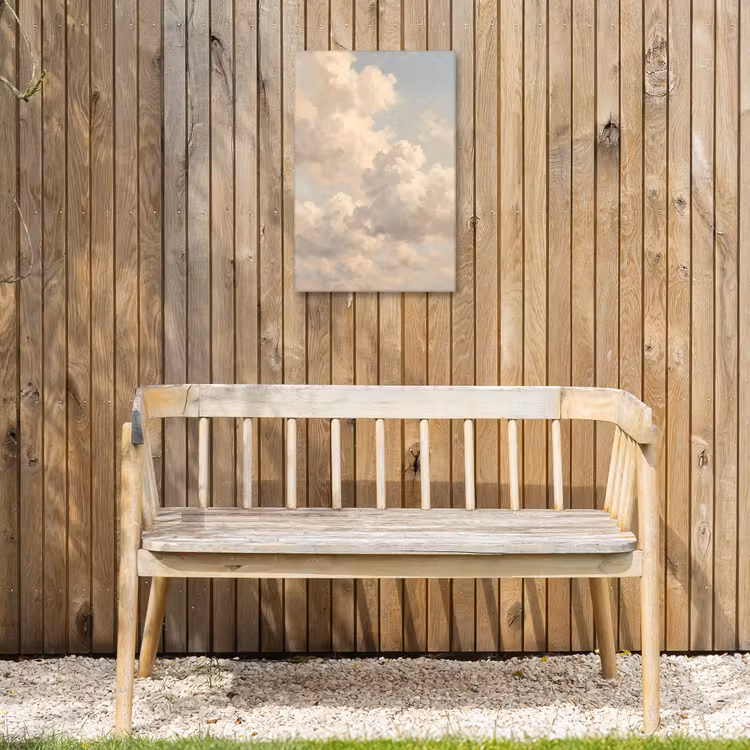 Wolken - Zacht - Natuur - Klassiek - Beige Tuinposter op houten frame 2 cm dik klein -sfeer4
