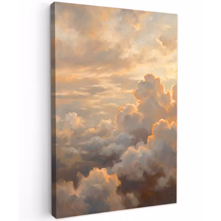 Wolken - Zonsondergang - Natuur - Abstract - Goud Tuinposter op houten frame 2 cm dik klein -3d
