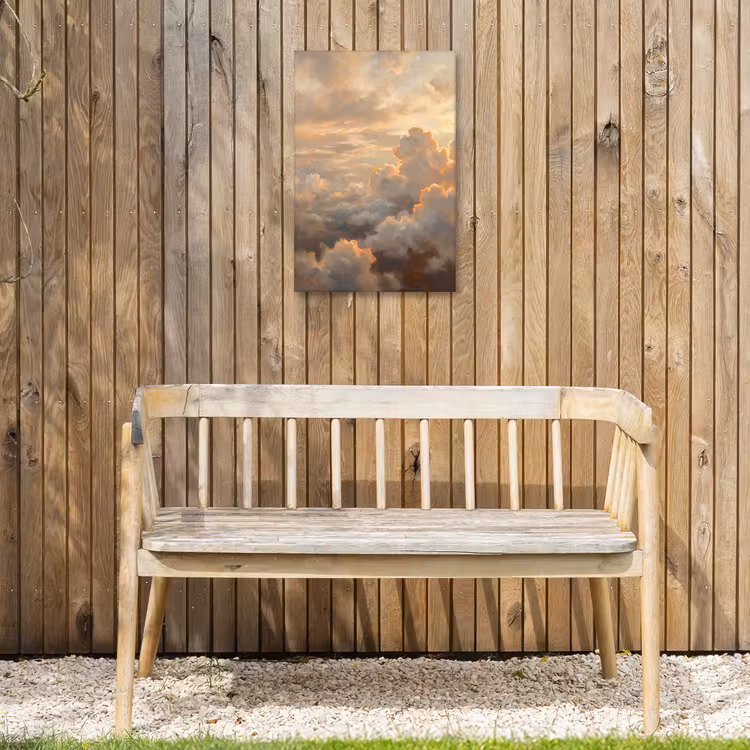 Wolken - Zonsondergang - Natuur - Abstract - Goud Tuinposter op houten frame 2 cm dik klein -sfeer4
