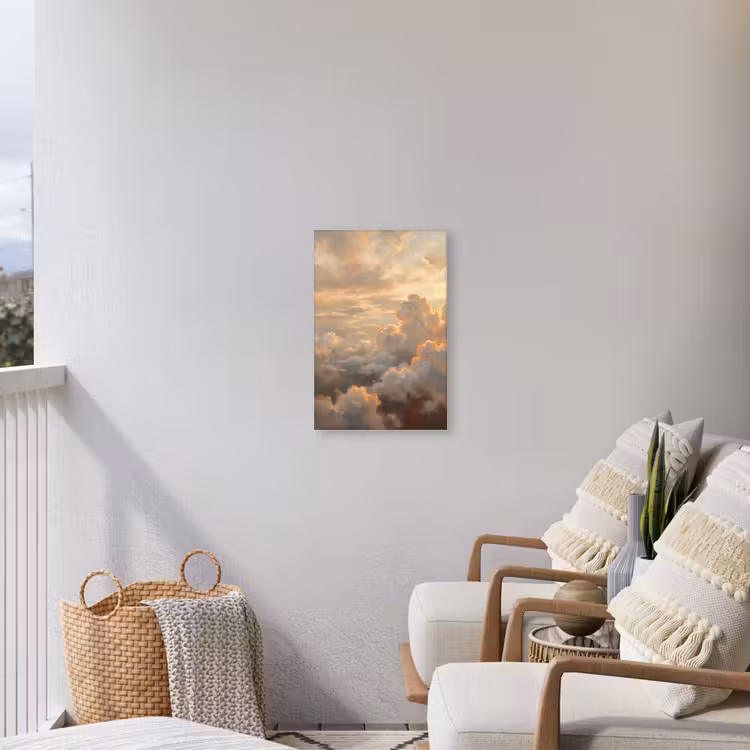Wolken - Zonsondergang - Natuur - Abstract - Goud Tuinposter op houten frame 2 cm dik klein -sfeer1