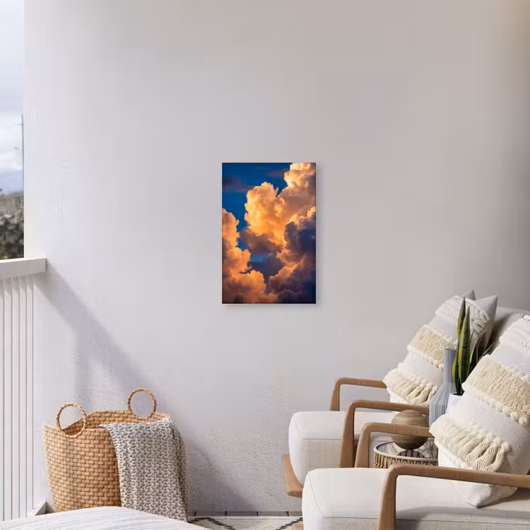 Wolken - Zonsondergang - Natuur - Oranje - Blauw Tuinposter op houten frame 2 cm dik klein -sfeer1