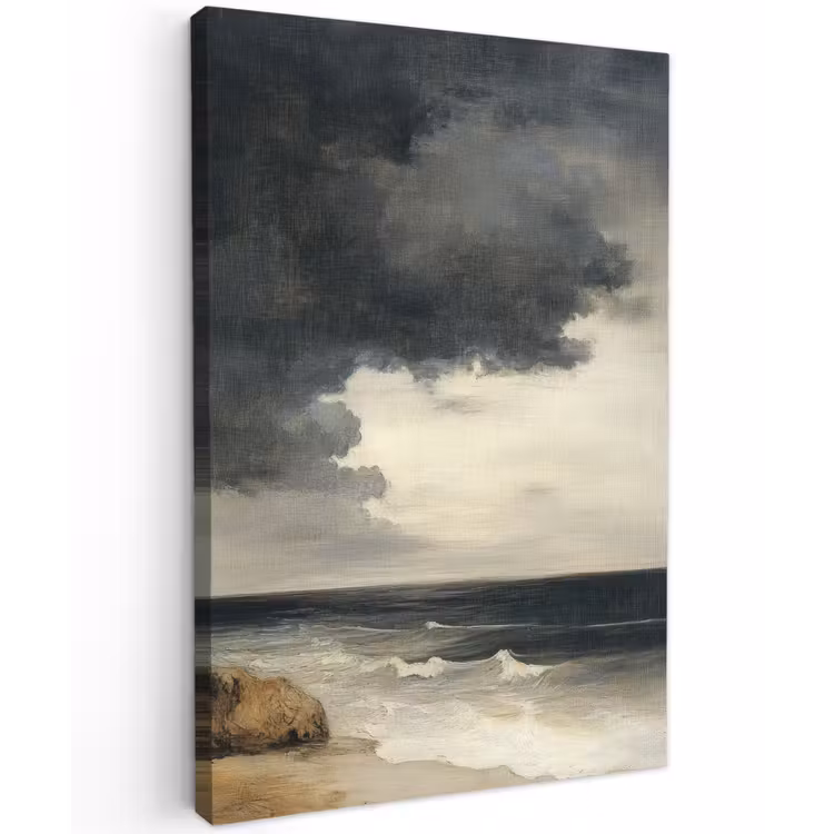Kust - Golven - Rots - Storm Tuinposter op houten frame 2 cm dik klein -3d