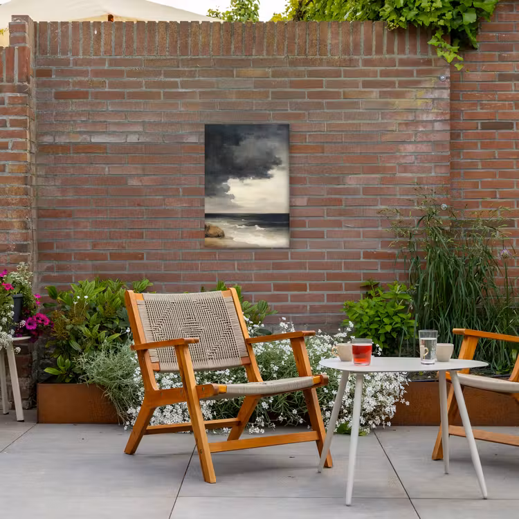 Kust - Golven - Rots - Storm Tuinposter op houten frame 2 cm dik klein -sfeer3