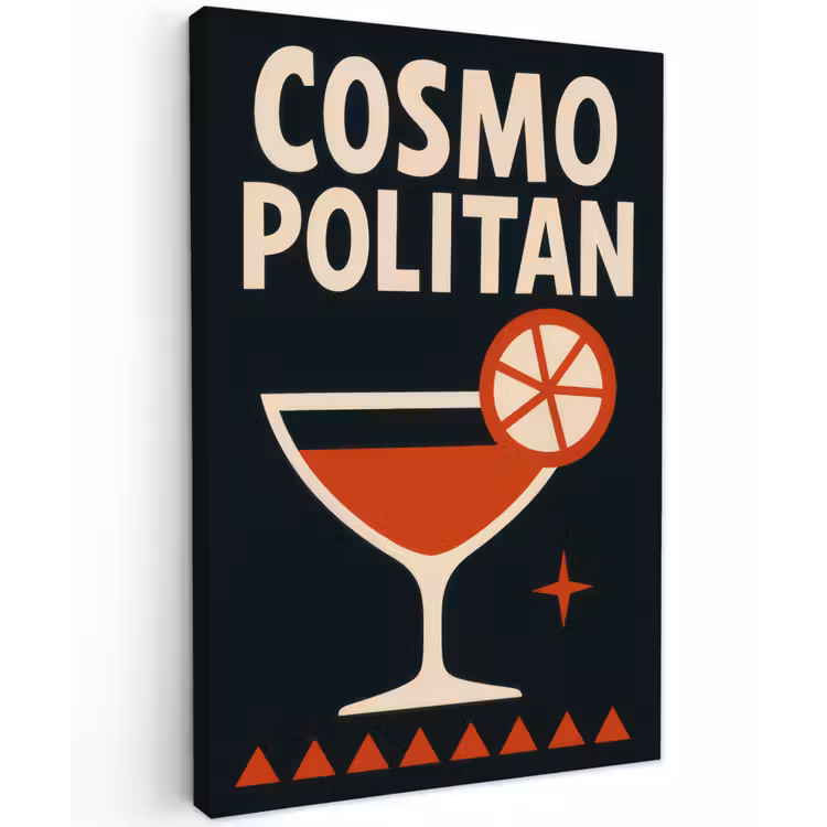 Cocktail - Zwart - Illustratie Tuinposter op houten frame 2 cm dik klein -3d