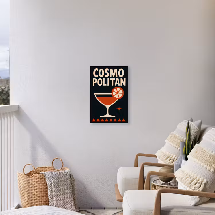 Cocktail - Zwart - Illustratie Tuinposter op houten frame 2 cm dik klein -sfeer1