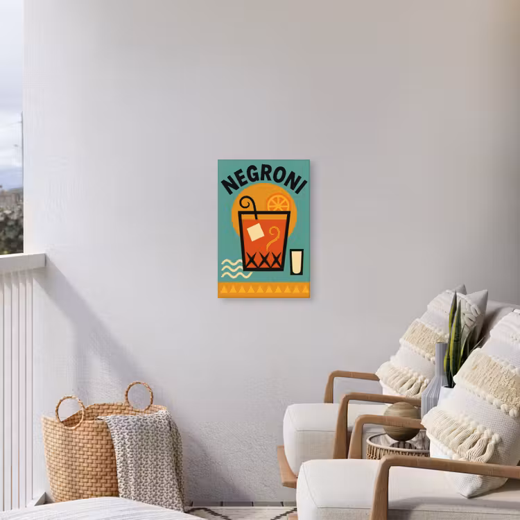 Cocktail - Negroni - Art - Sinaasappel Tuinposter op houten frame 2 cm dik klein -sfeer1