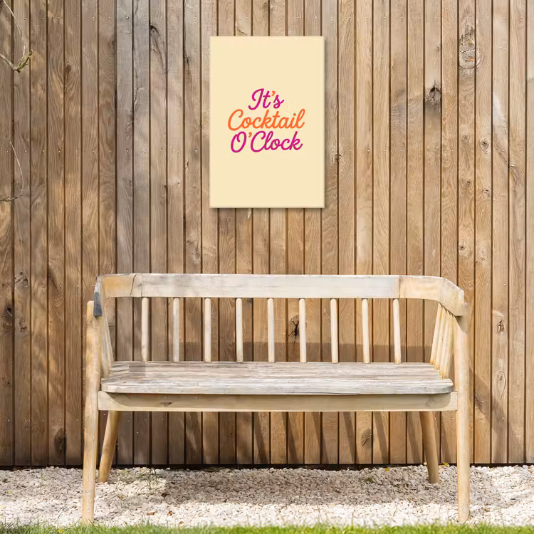 Cocktail O'Clock - Geel - Retro Tuinposter op houten frame 2 cm dik klein -sfeer4