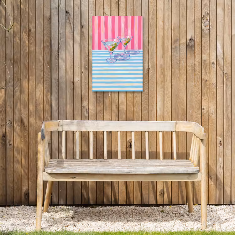 Cocktail - Olijven - Kunst - Modern - Roze Tuinposter op houten frame 2 cm dik klein -sfeer4