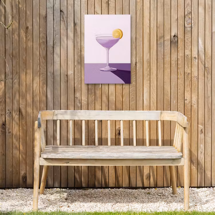 Cocktail - Paars - Minimalistisch - Citroen Tuinposter op houten frame 2 cm dik klein -sfeer4