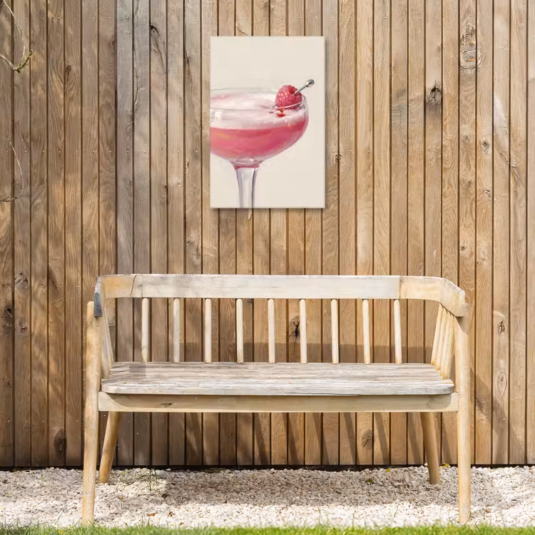 Cocktail - Framboos - Drank - Modern - Roze Tuinposter op houten frame 2 cm dik klein -sfeer4