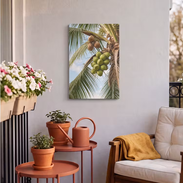 Kokosnoot - Boom - Tropisch - Natuur - Groen Tuinposter op houten frame 2 cm dik klein -sfeer1