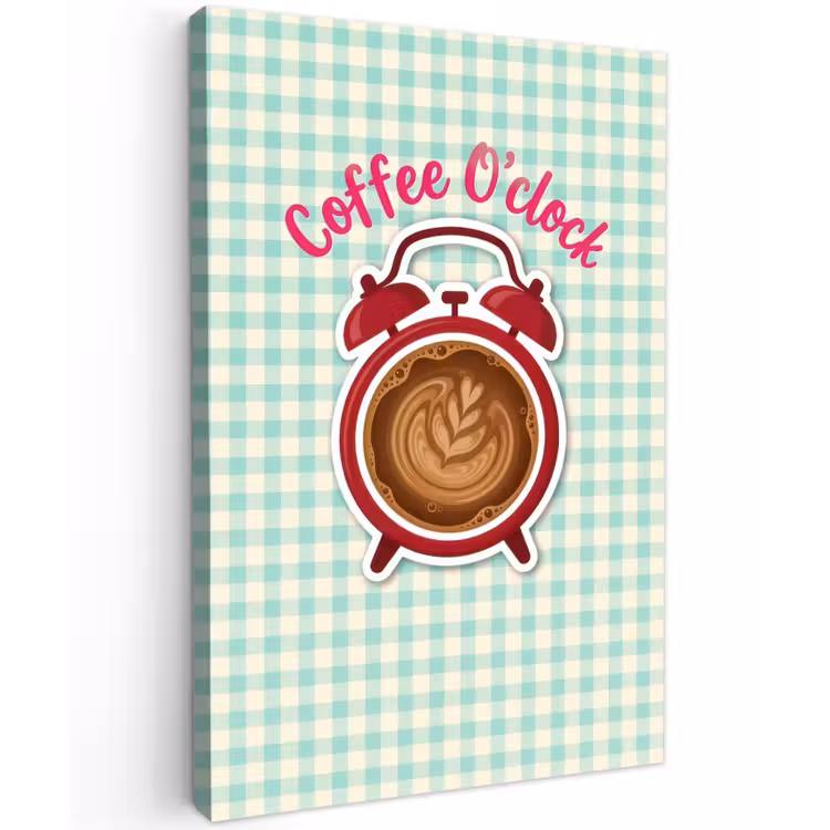 Koffie - Klok - Groen Tuinposter op houten frame 2 cm dik klein -3d