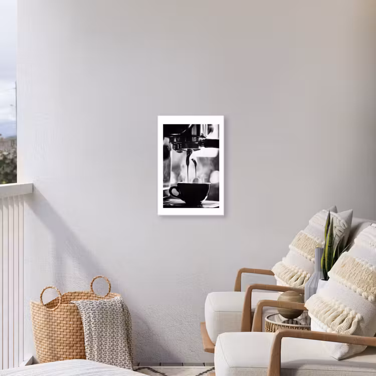 Coffee - Espresso - Koffiemachine - Kop Tuinposter op houten frame 2 cm dik klein -sfeer1