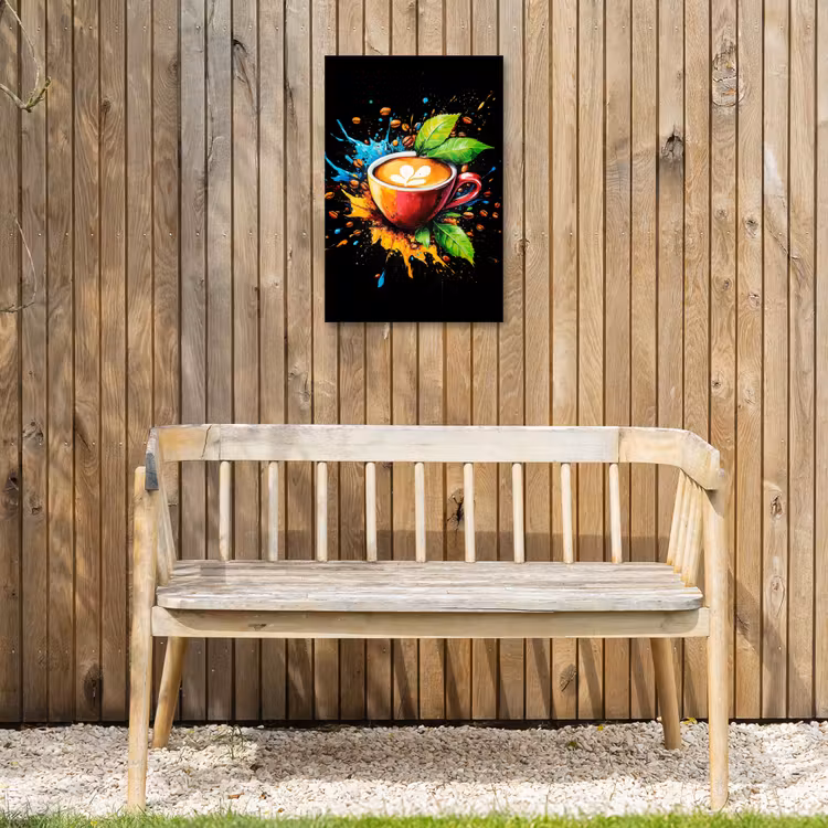 Koffie - Graffiti - Drinken - Abstract Tuinposter op houten frame 2 cm dik klein -sfeer4