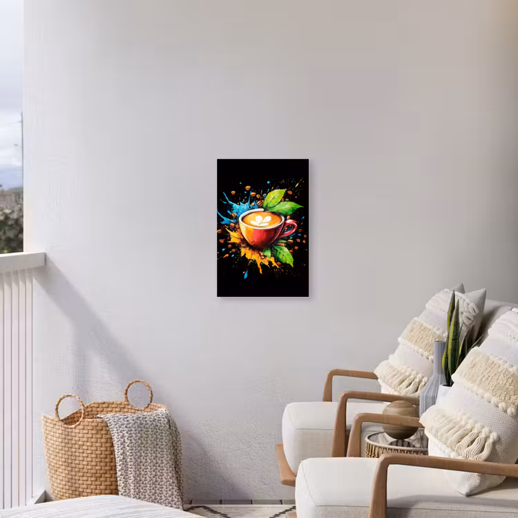 Koffie - Graffiti - Drinken - Abstract Tuinposter op houten frame 2 cm dik klein -sfeer1